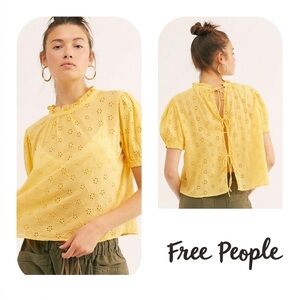 Free People Whimsical Letters to Juliet Eyelet Tie Back Cottagecore Top Size M